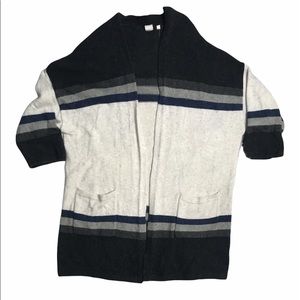 Large GAP 3/4 Sleeve Striped Open Front Cardigan